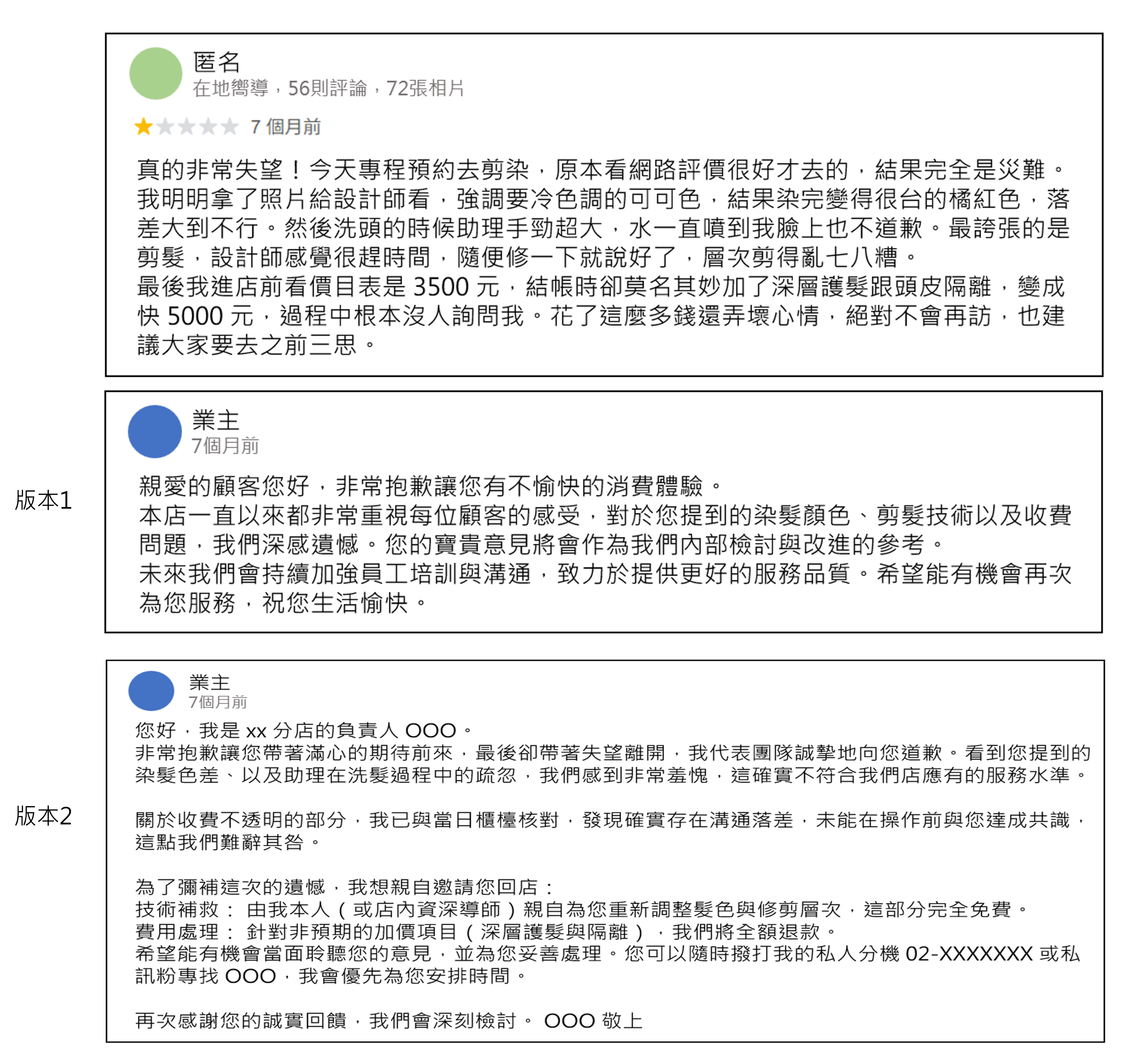 Google 評論實際案例